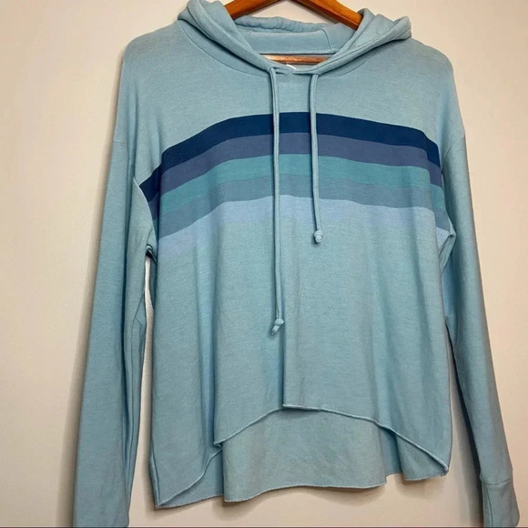 CHASER Blue Beach Stripes Pullover Hoodie- size Medium - Picture 5 of 7